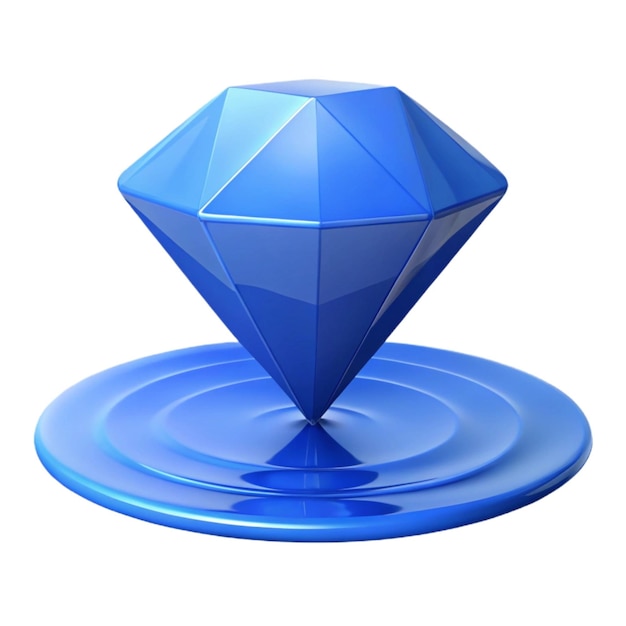 a blue diamond that is on a stand