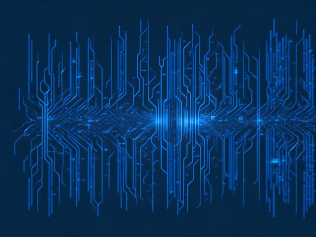 Blue digital binary data on computer screen background