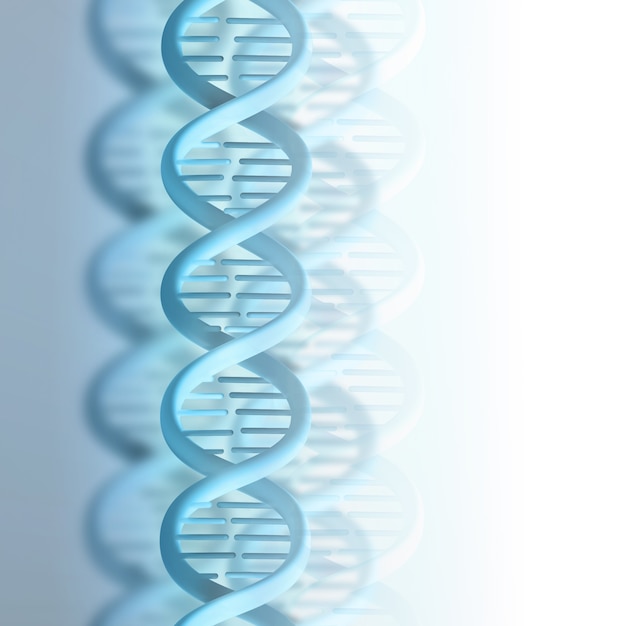 Blue dna strand on a light background