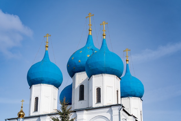 Blue domes of the Russian Orthodox Church in the Vysotsky monastery