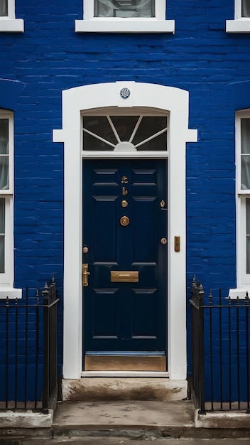 Blue Door on Brick Building