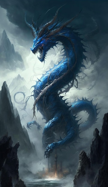 Blue dragon with a big nose