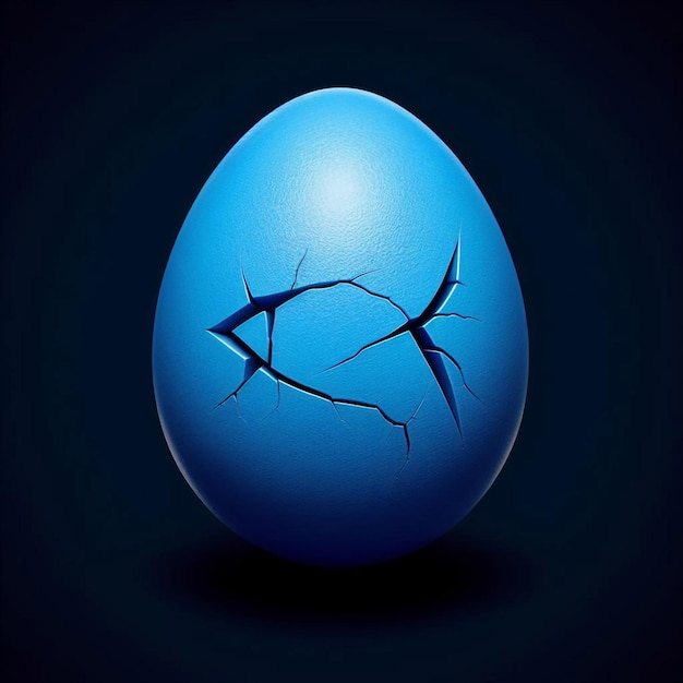 a blue egg with a cracked design on it