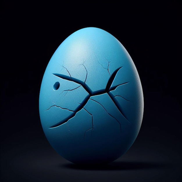 a blue egg with a cracked shell on it