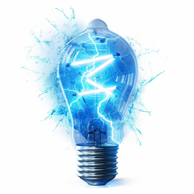 Blue electricity isolated on white background