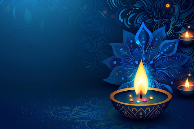 blue Elegant Happy Diwali diwali background for greeting card