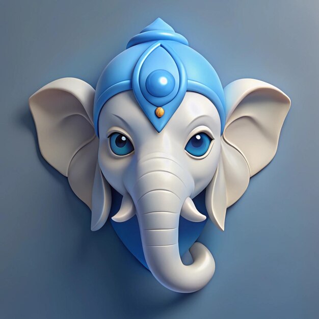 a blue elephant with a blue headdress on it