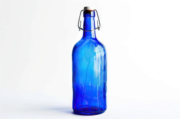 Blue empty bottle Isolated on white background