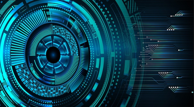 Blue eye cyber circuit future technology concept background