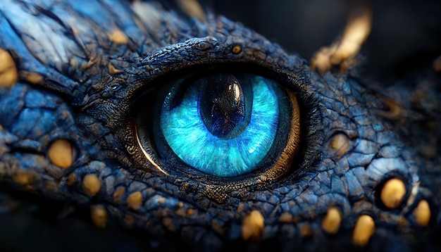 Blue eye dragon monster close up Cave Manupulation with dragon eye