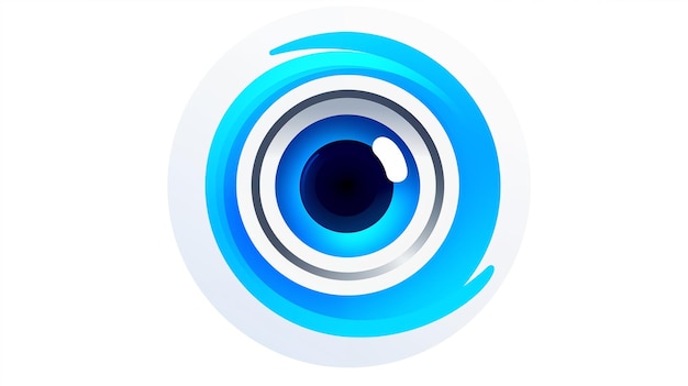 Blue Eye Logo Featuring Concentric Circles and Abstract Design