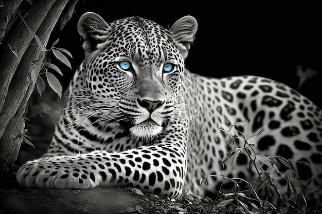 Blue eyes black and white jaguar