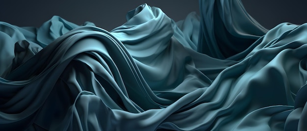 Blue fabric in a studio