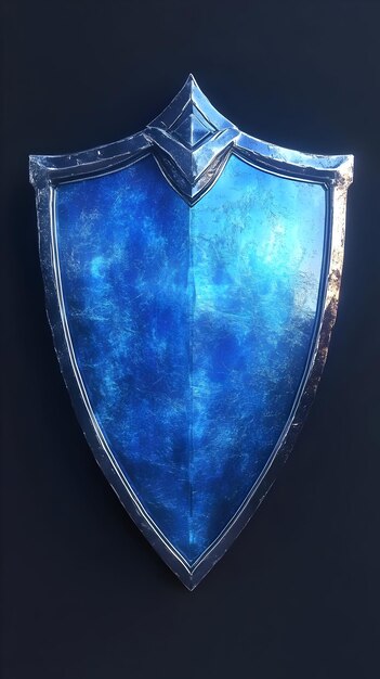 Blue Fantasy Shield 3D Illustration