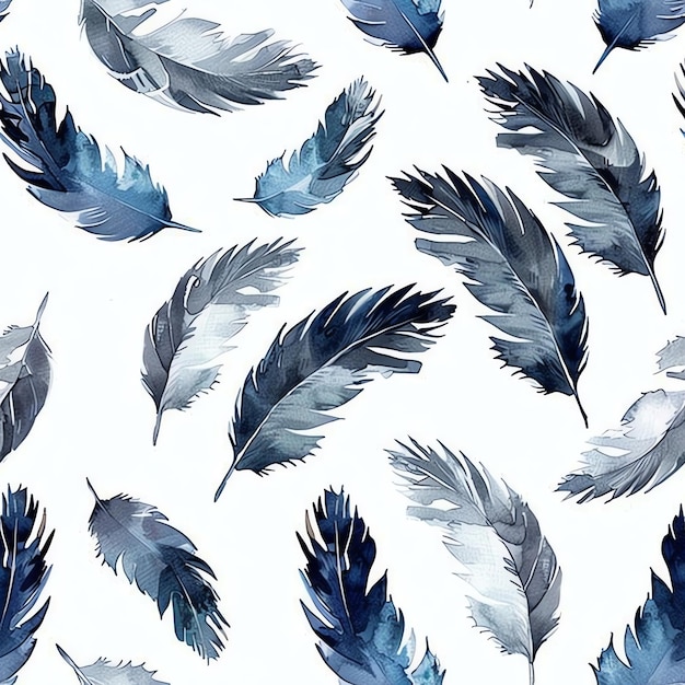 a blue feather pattern with a blue background with a blue feather