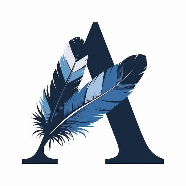 Photo a blue feather with a letter a on it