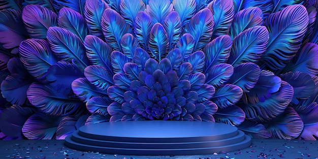 Blue Feathers Background with Stage