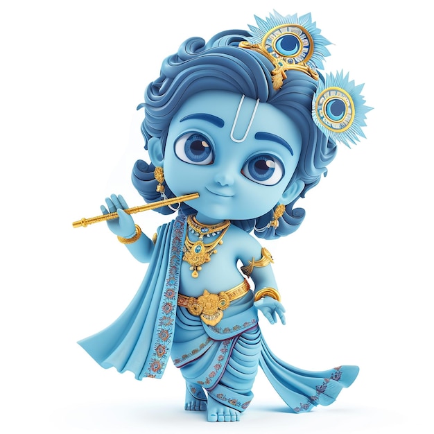 Photo a blue figurine with a flute in her hand and a gold crown