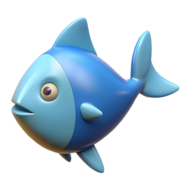 a blue fish figure with a yellow eye and a blue fish on the bottom