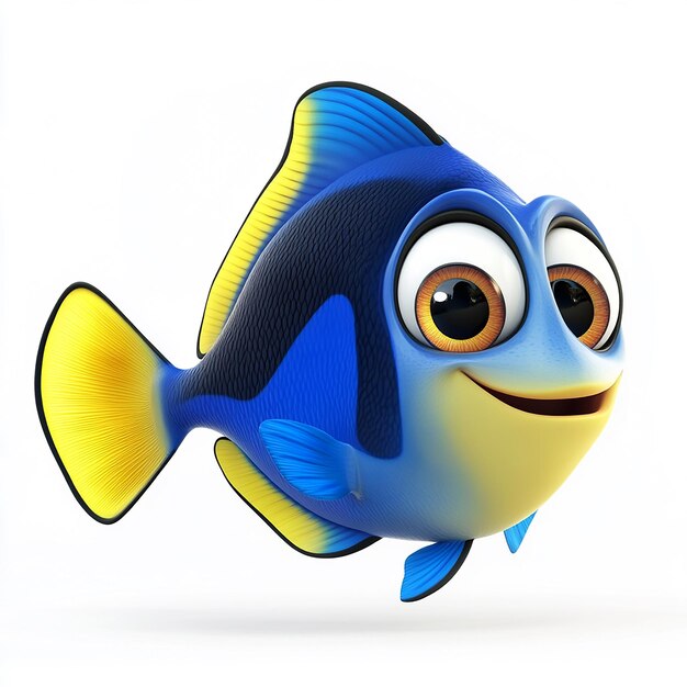 Photo a blue fish with eyes and eyes and a smile on its face