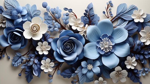 A blue floral border