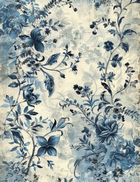 a blue floral print with the word  the name  on it