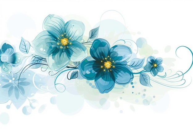 Blue floral swirls white background