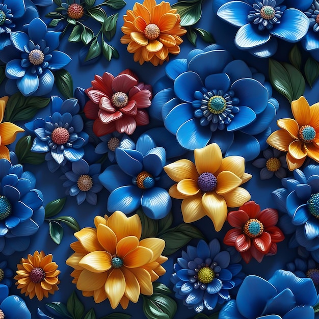 Blue flower background illustration seamless