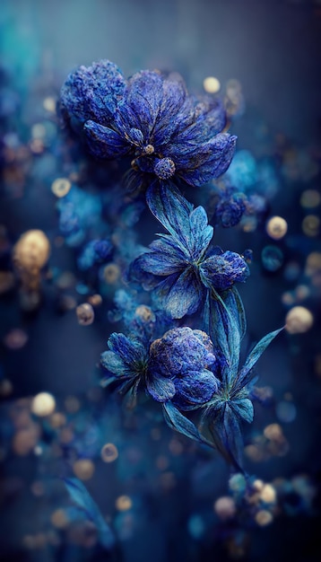 Blue flower drawig abstract wallpaper background