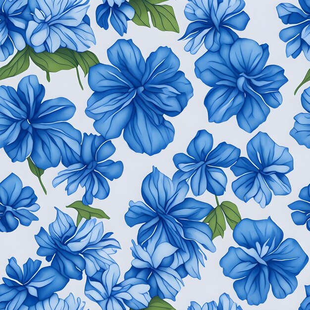 Blue flower seamless pattern