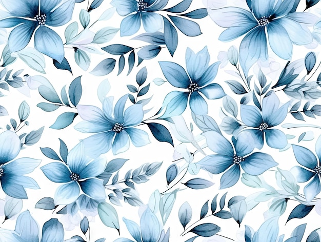 Blue flower seamless patternWild flowers watercolor wallpaper For fabric design card Created with generative AI tools