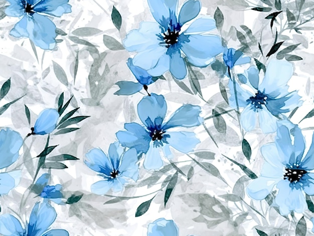 Blue flower seamless patternWild flowers watercolor wallpaper For fabric design card Created with generative AI tools