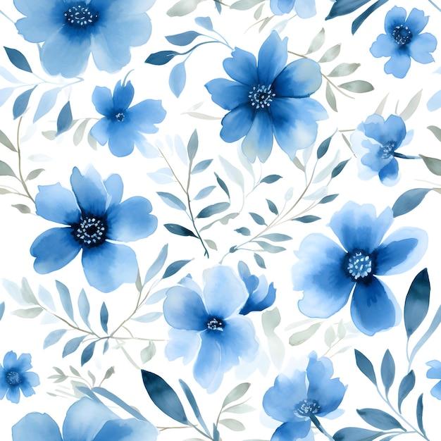 Blue Flower Seamless Texture Pattern