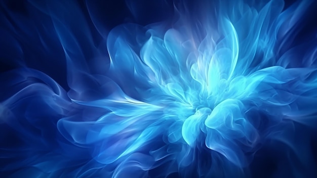 a blue flower with a black background