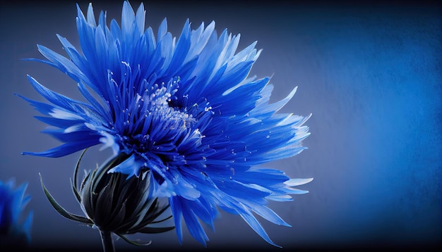 A blue flower with a blue background generative AI