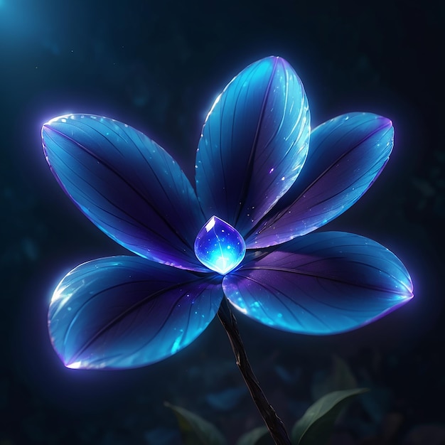 a blue flower with a blue flower in the middle