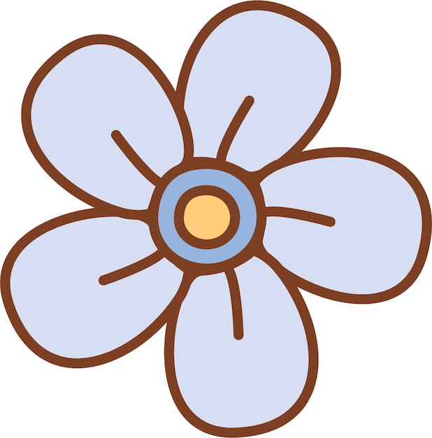 Photo a blue flower with a brown center and a brown border