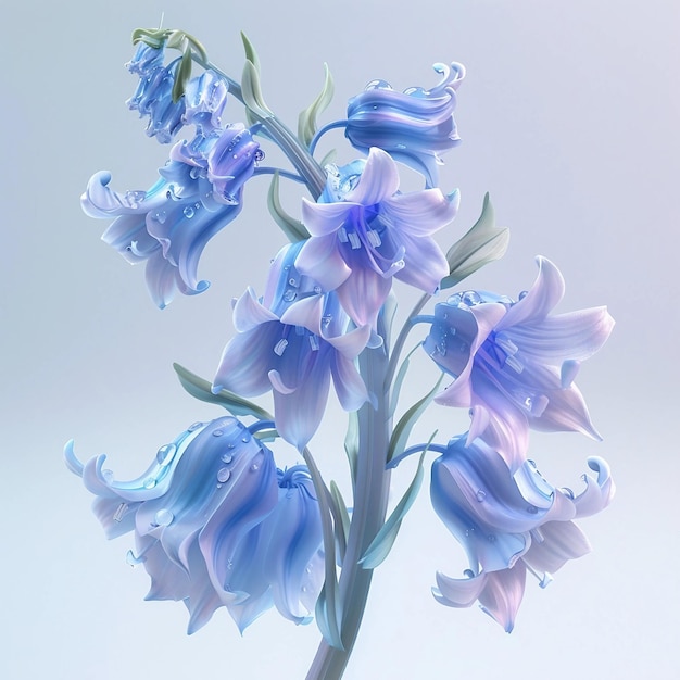 A blue flower with droplets of water on it