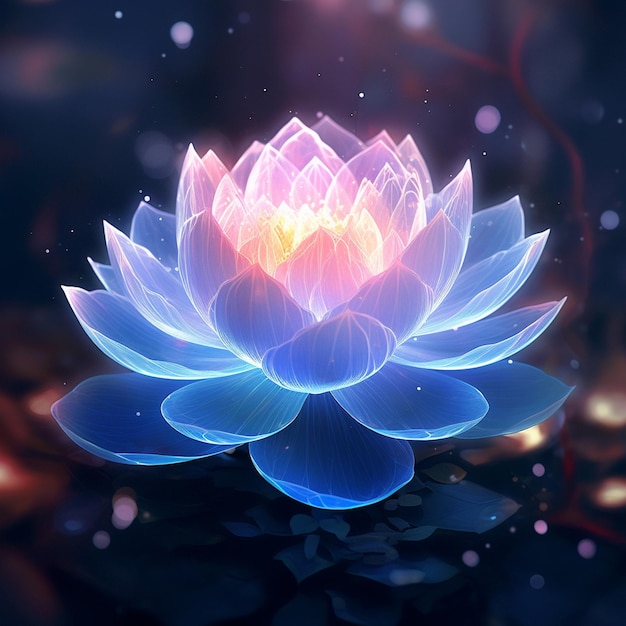 A blue flower with a glowing heart on it