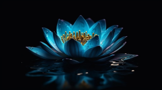 A blue flower with a gold centergenerative ai