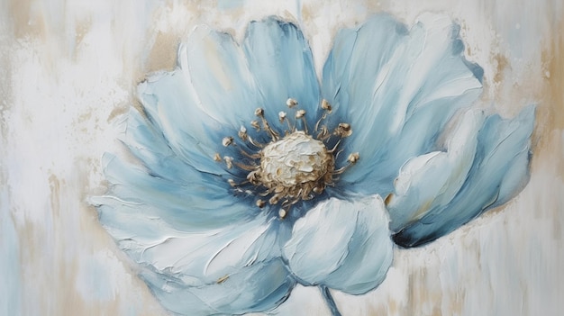 A blue flower with a white center and a gold center.