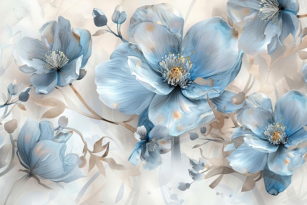 blue flowers on a beige background