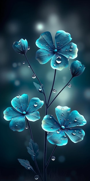 Blue flowers on a blue background