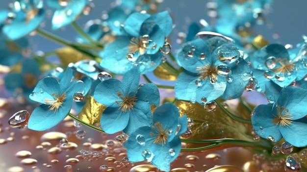 Blue flowers on a glass background