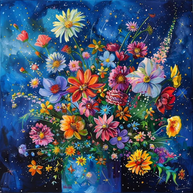 Blue Flowers Painting