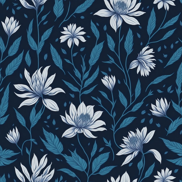 blue flowers pattern in a blue background