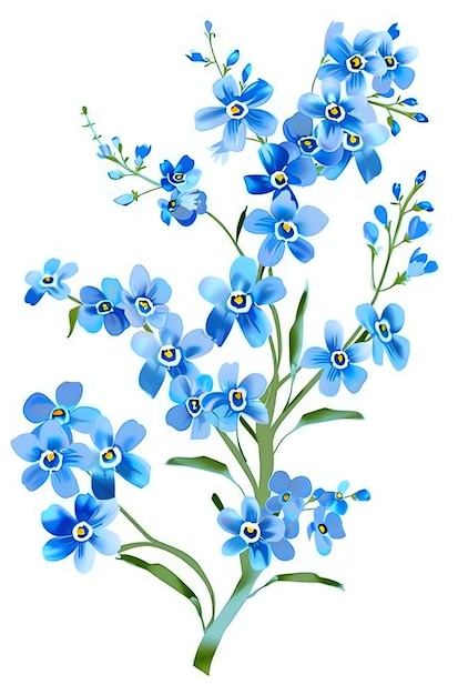 blue flowers on a white background