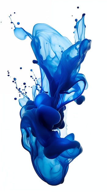 Blue Fluid Paint Running on White Background Abstract Image Texture Pattern Background Wallpaper