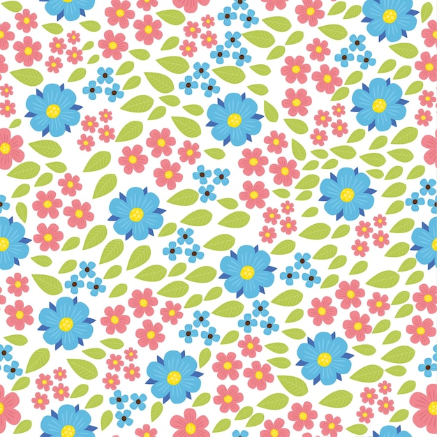 blue forgetmenots vector seamless pattern with wildflowers