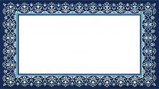 Photo a blue frame with a floral pattern on it